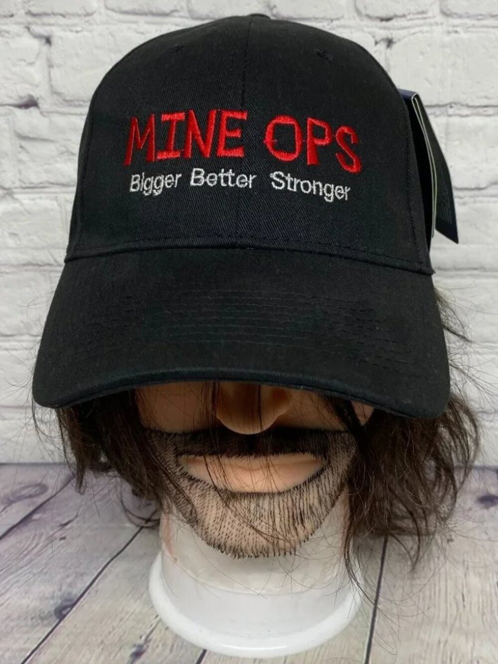 Baseball Hat Cap Strap Back Black Mine OPS Bigger Better Stronger